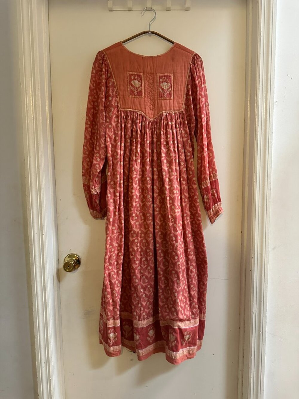 Matta NY Coral Block Print Cotton Dress, Quilted Bodice - Picture 3 of 6